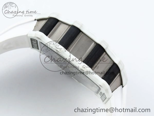 RM21-02 Tourbillon White Quartz Fiber Black Carbon RMF Best Edition on White Rubber Strap Bright 9292