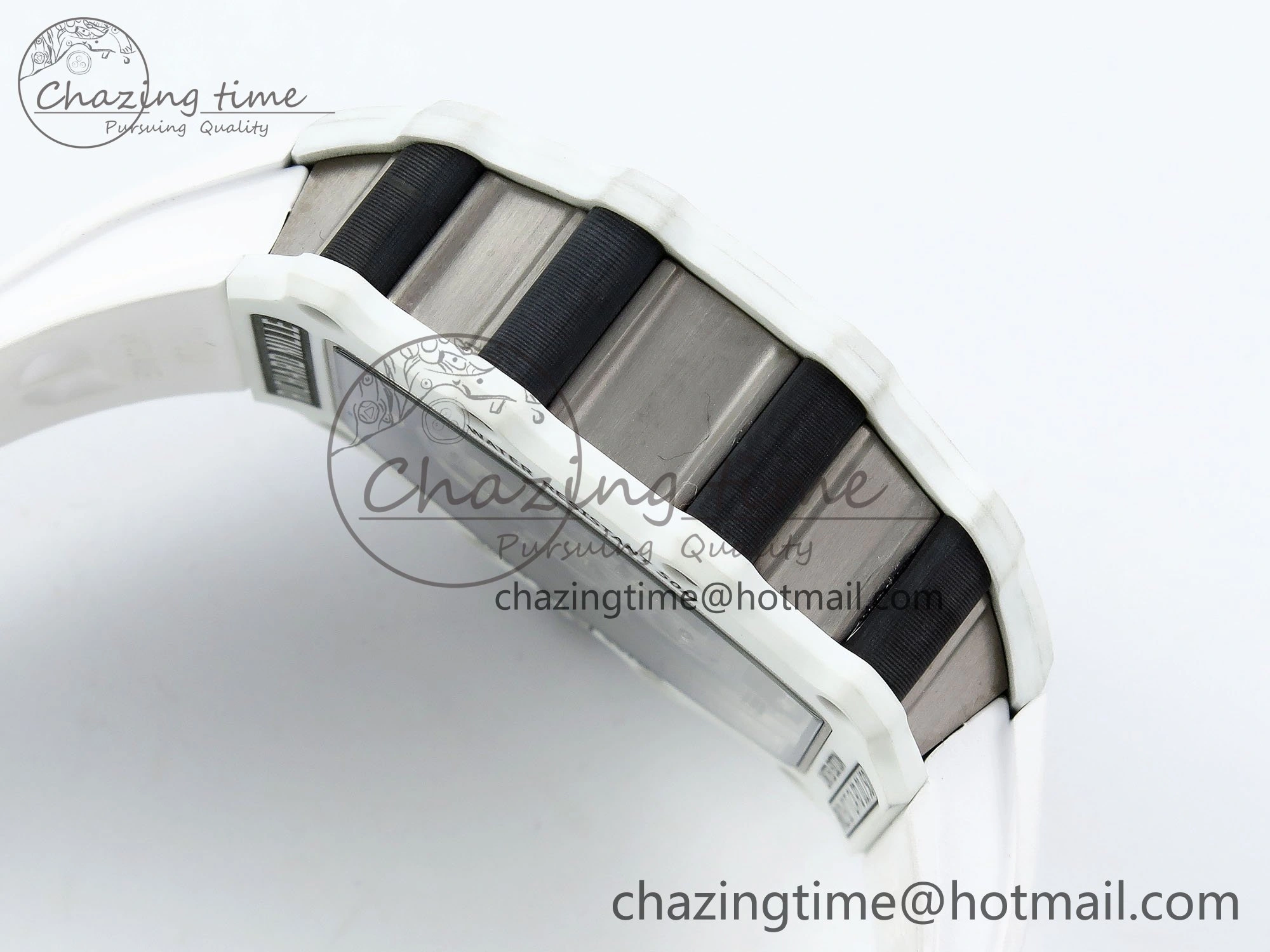 RM21-02 Tourbillon White Quartz Fiber Black Carbon RMF Best Edition on White Rubber Strap Bright 9292