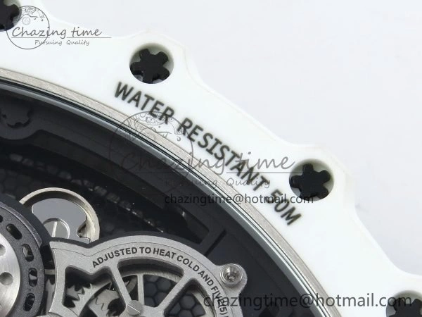RM21-02 Tourbillon White Quartz Fiber Black Carbon RMF Best Edition on White Rubber Strap Bright 9292