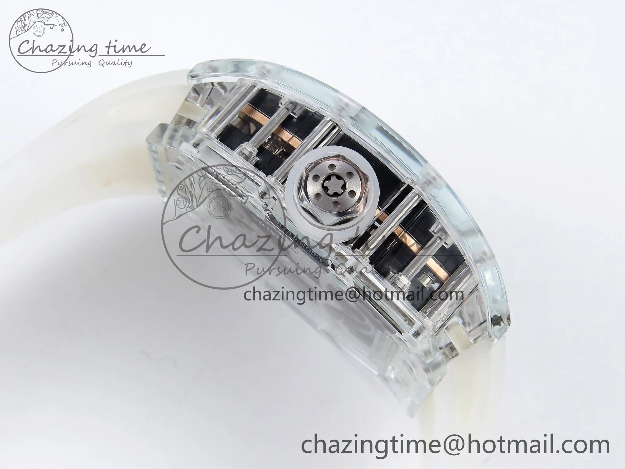 RM51 Transparent Tourbillon RMF Best Edition RG Tiger Dragon Dial on Transparent Rubber Strap UrbanStyle 9300