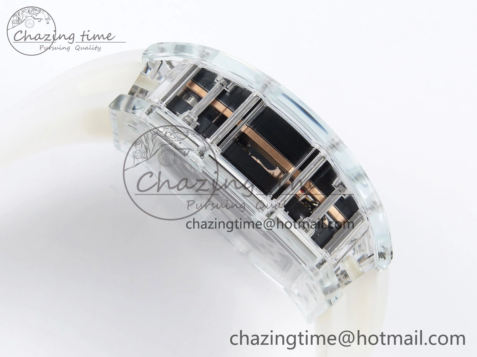 RM51 Transparent Tourbillon RMF Best Edition RG Tiger Dragon Dial on Transparent Rubber Strap UrbanStyle 9300