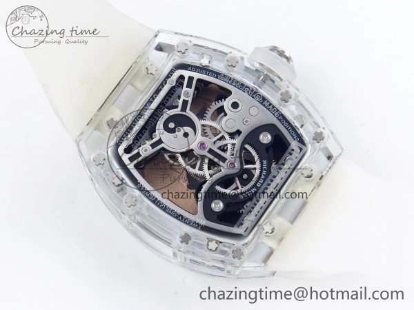 RM51 Transparent Tourbillon RMF Best Edition RG Tiger Dragon Dial on Transparent Rubber Strap UrbanStyle 9300