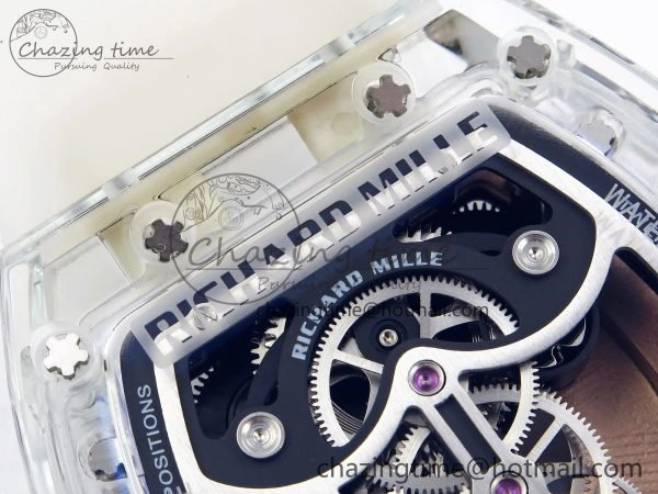 RM51 Transparent Tourbillon RMF Best Edition RG Tiger Dragon Dial on Transparent Rubber Strap UrbanStyle 9300