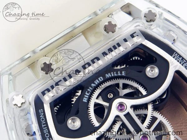 Affordable RM51 Transparent Tourbillon RMF Best Edition RG Tiger Dragon Dial on Transparent Rubber Strap 9287