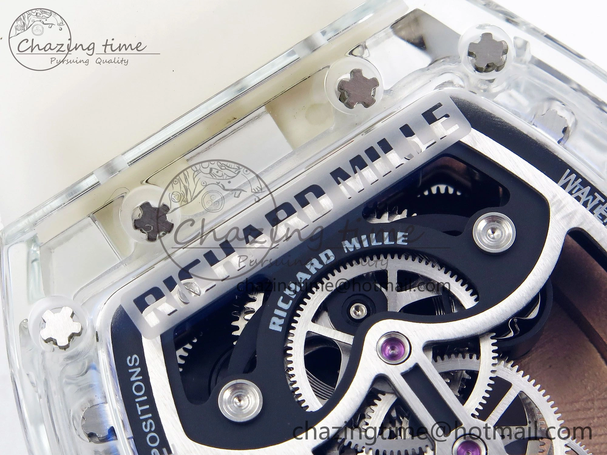 Affordable RM51 Transparent Tourbillon RMF Best Edition RG Tiger Dragon Dial on Transparent Rubber Strap 9287