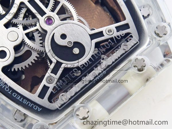 Affordable RM51 Transparent Tourbillon RMF Best Edition RG Tiger Dragon Dial on Transparent Rubber Strap 9287