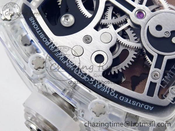 RM51 Transparent Tourbillon RMF Best Edition RG Tiger Dragon Dial on Transparent Rubber Strap UrbanStyle 9300