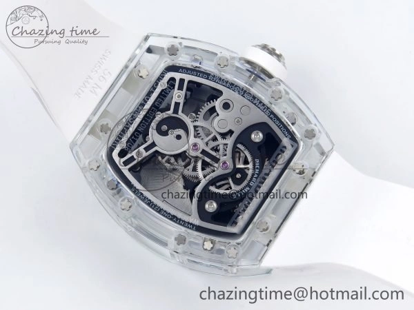 RM51 Transparent Tourbillon RMF Best Edition RG Tiger Dragon Dial on White Rubber Strap SportInspired 9301