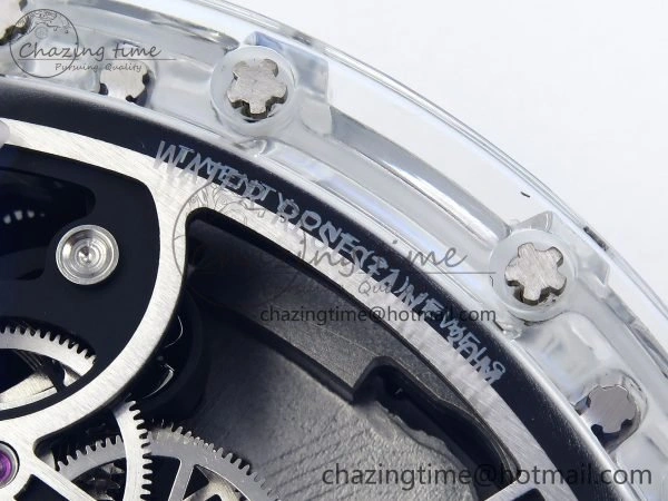 RM51 Transparent Tourbillon RMF Best Edition RG Tiger Dragon Dial on White Rubber Strap SportInspired 9301