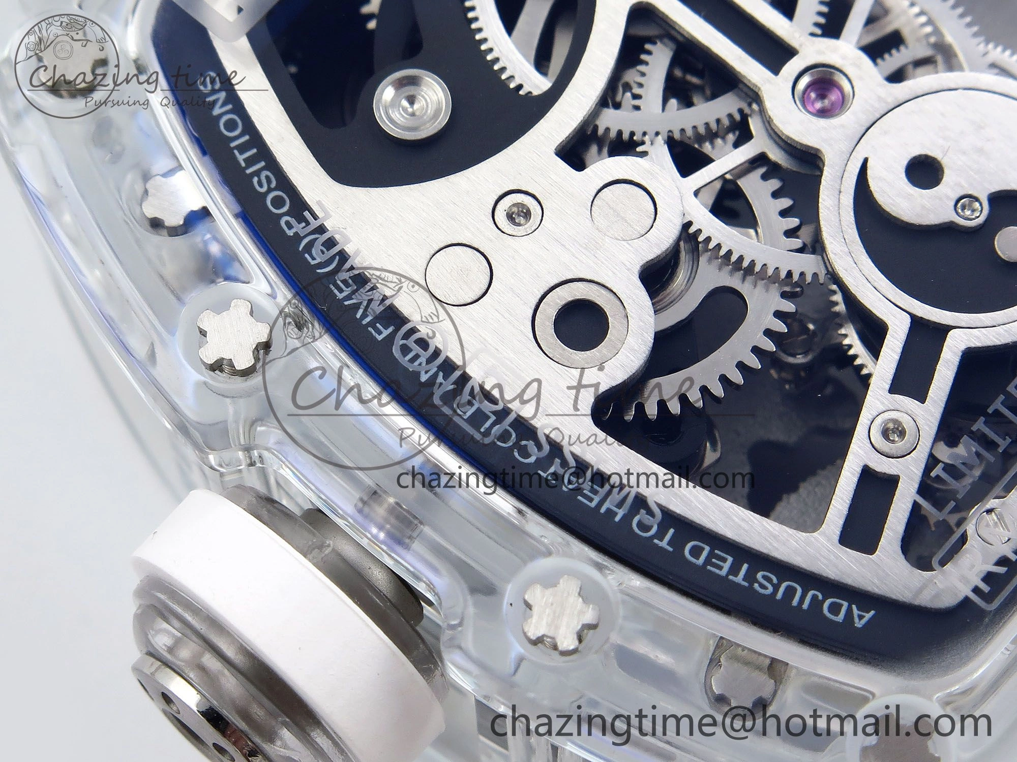 Reliable RM51 Transparent Tourbillon RMF Best Edition RG Tiger Dragon Dial on White Rubber Strap 9288