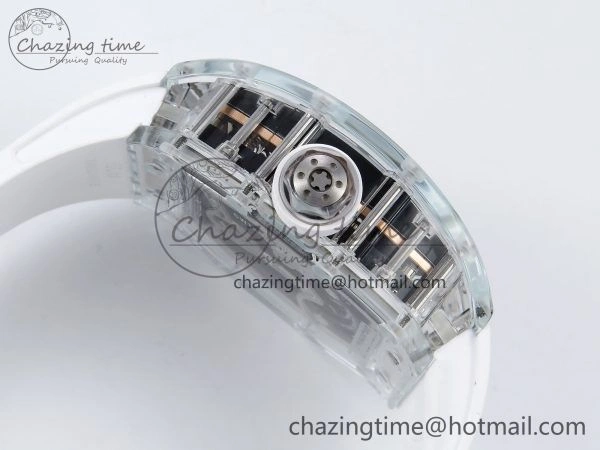 Reliable RM51 Transparent Tourbillon RMF Best Edition RG Tiger Dragon Dial on White Rubber Strap 9288