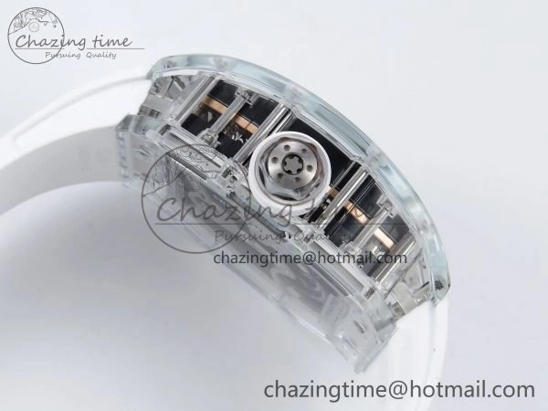 RM51 Transparent Tourbillon RMF Best Edition RG Tiger Dragon Dial on White Rubber Strap SportInspired 9301