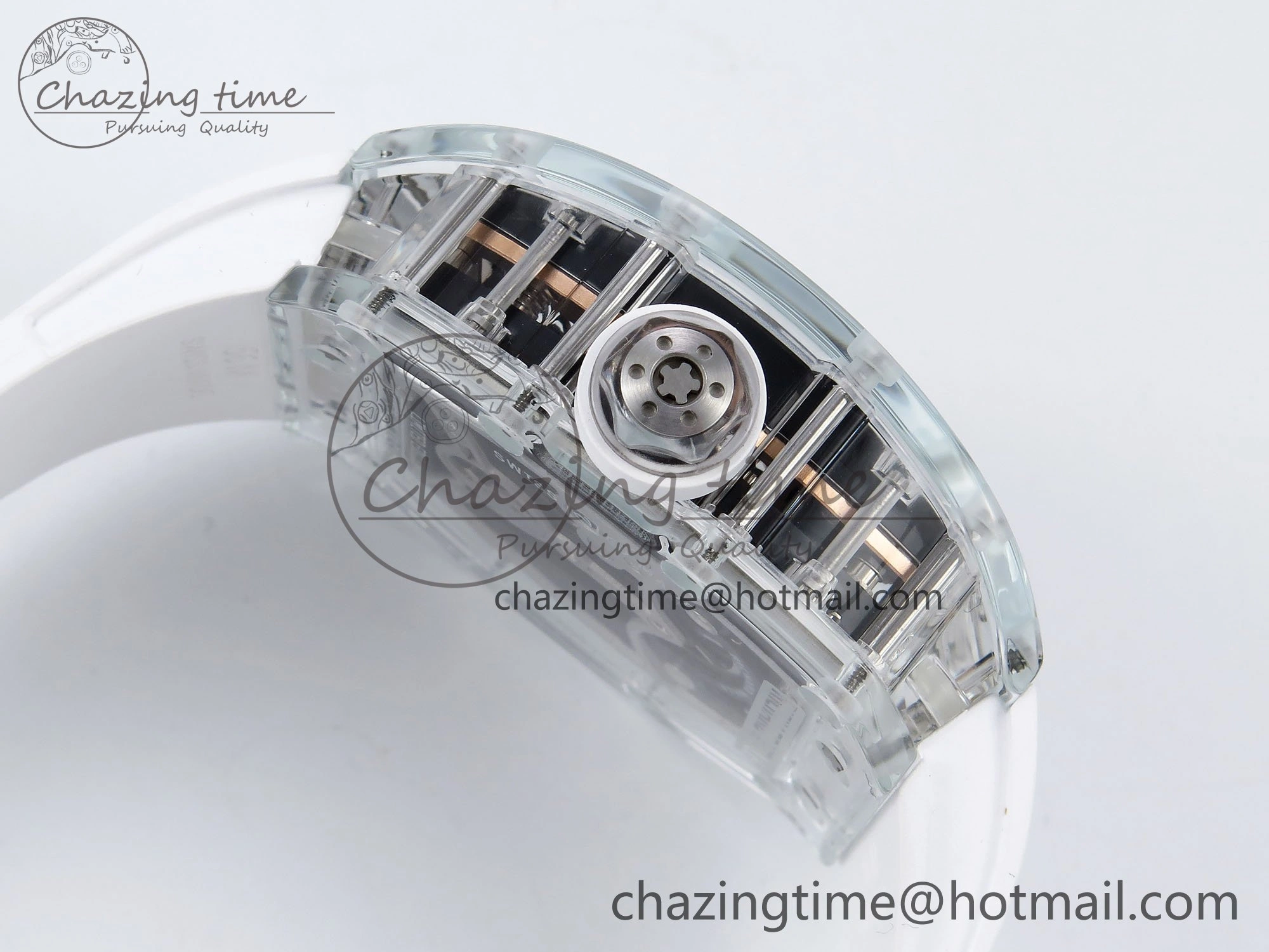 RM51 Transparent Tourbillon RMF Best Edition RG Tiger Dragon Dial on White Rubber Strap SportInspired 9301