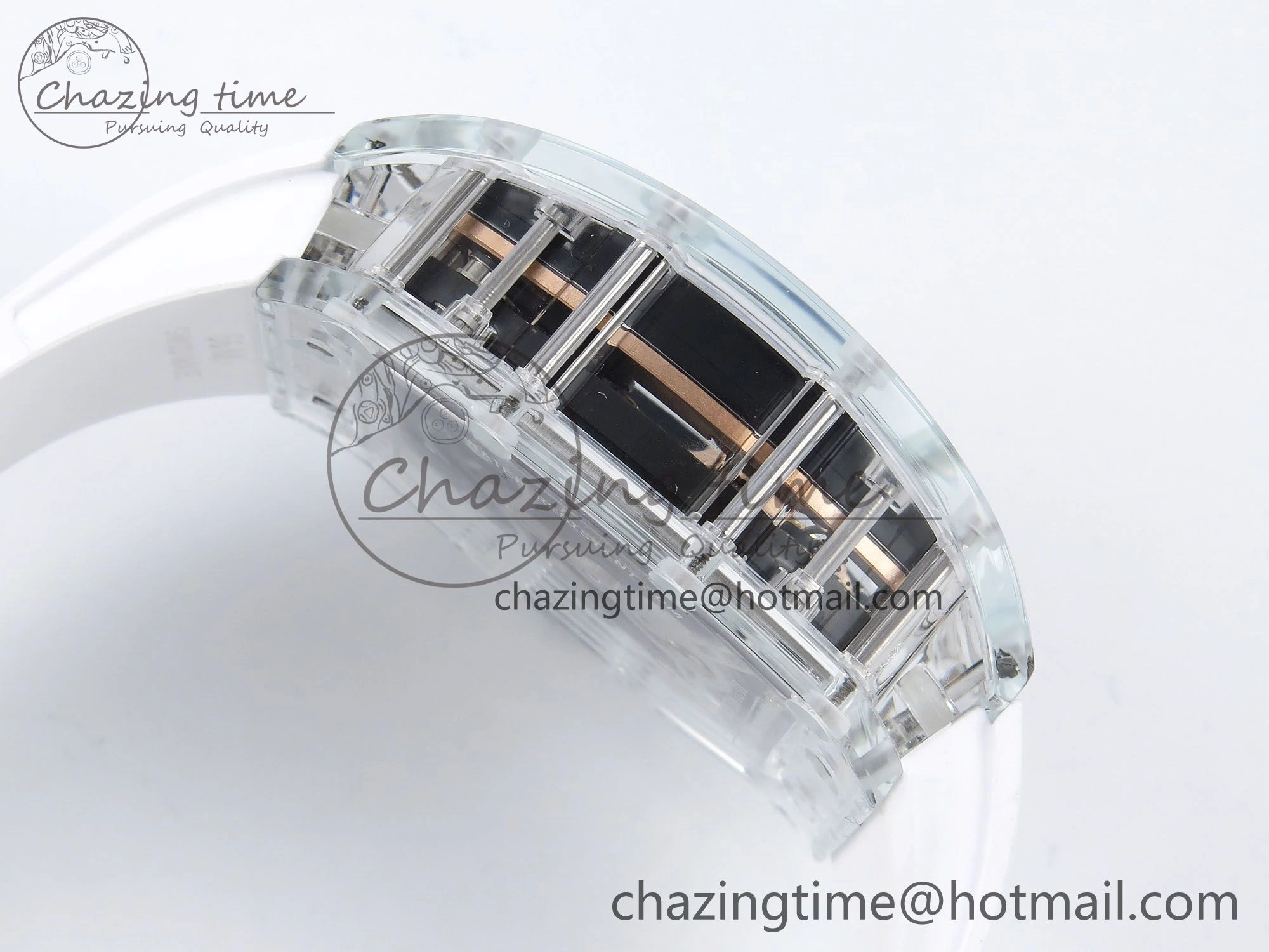 RM51 Transparent Tourbillon RMF Best Edition RG Tiger Dragon Dial on White Rubber Strap SportInspired 9301