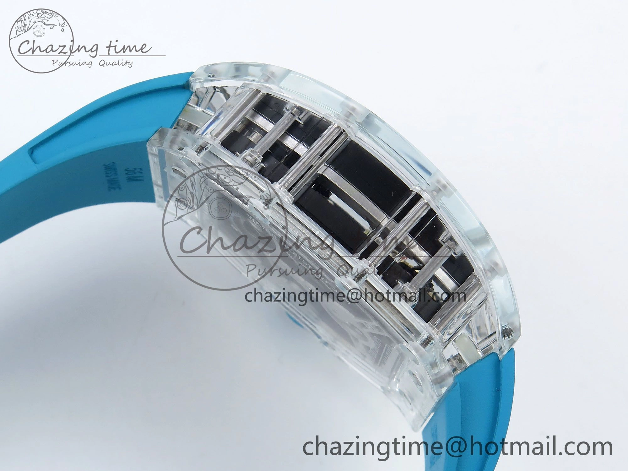 RM51 Transparent Tourbillon RMF Best Edition Tiger Dragon Dial on Blue Rubber Strap SmoothTexture 9289