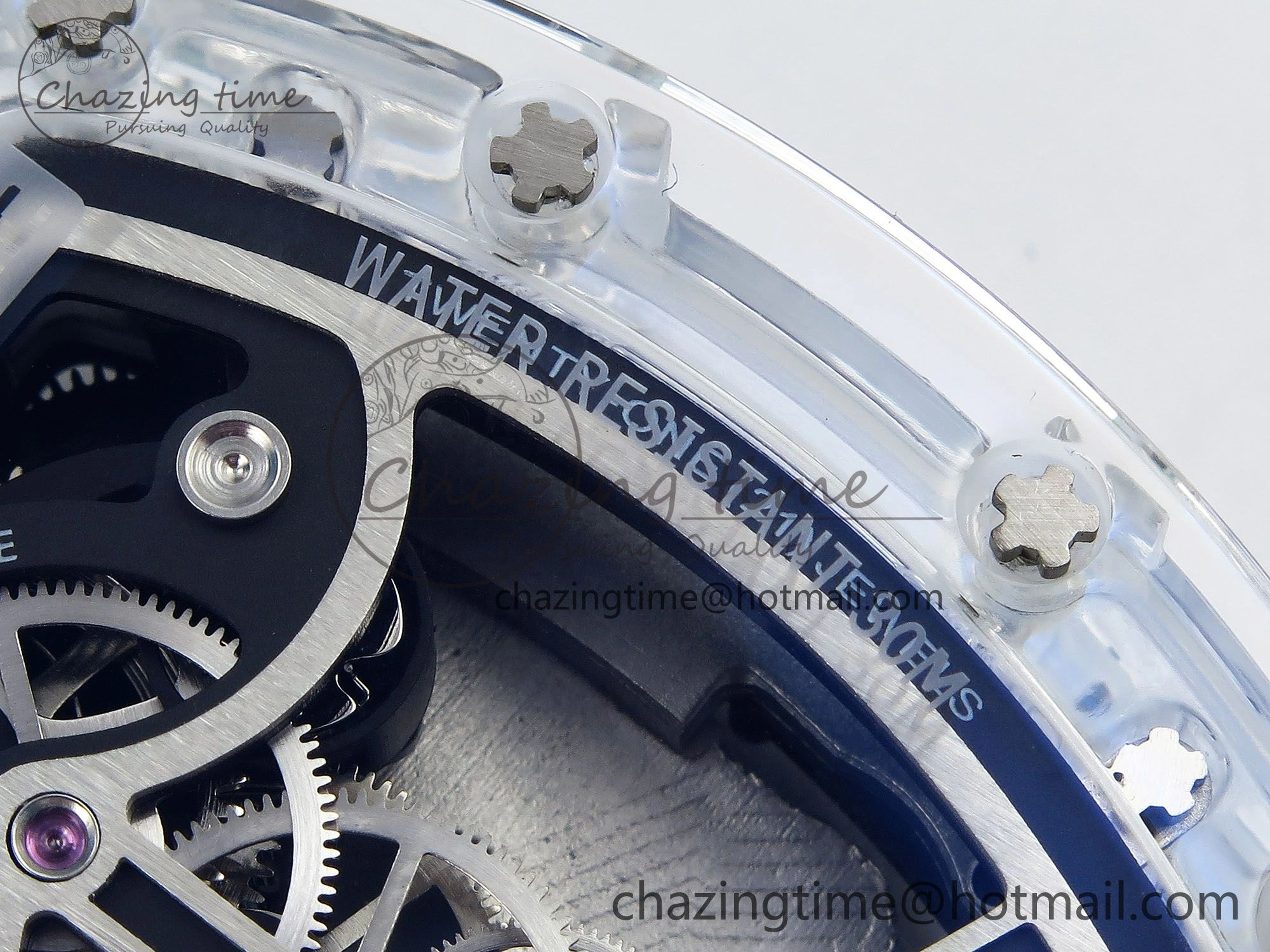 RM51 Transparent Tourbillon RMF Best Edition Tiger Dragon Dial on Blue Rubber Strap SmoothTexture 9289