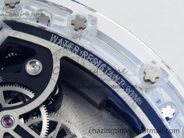 RM51 Transparent Tourbillon RMF Best Edition Tiger Dragon Dial on Blue Rubber Strap UrbanChic 9303