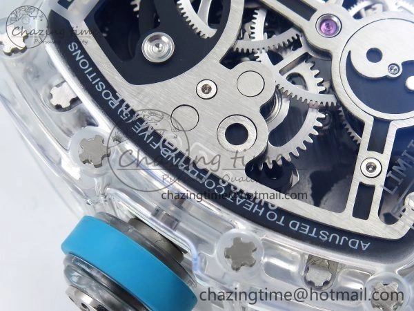 RM51 Transparent Tourbillon RMF Best Edition Tiger Dragon Dial on Blue Rubber Strap SmoothTexture 9289