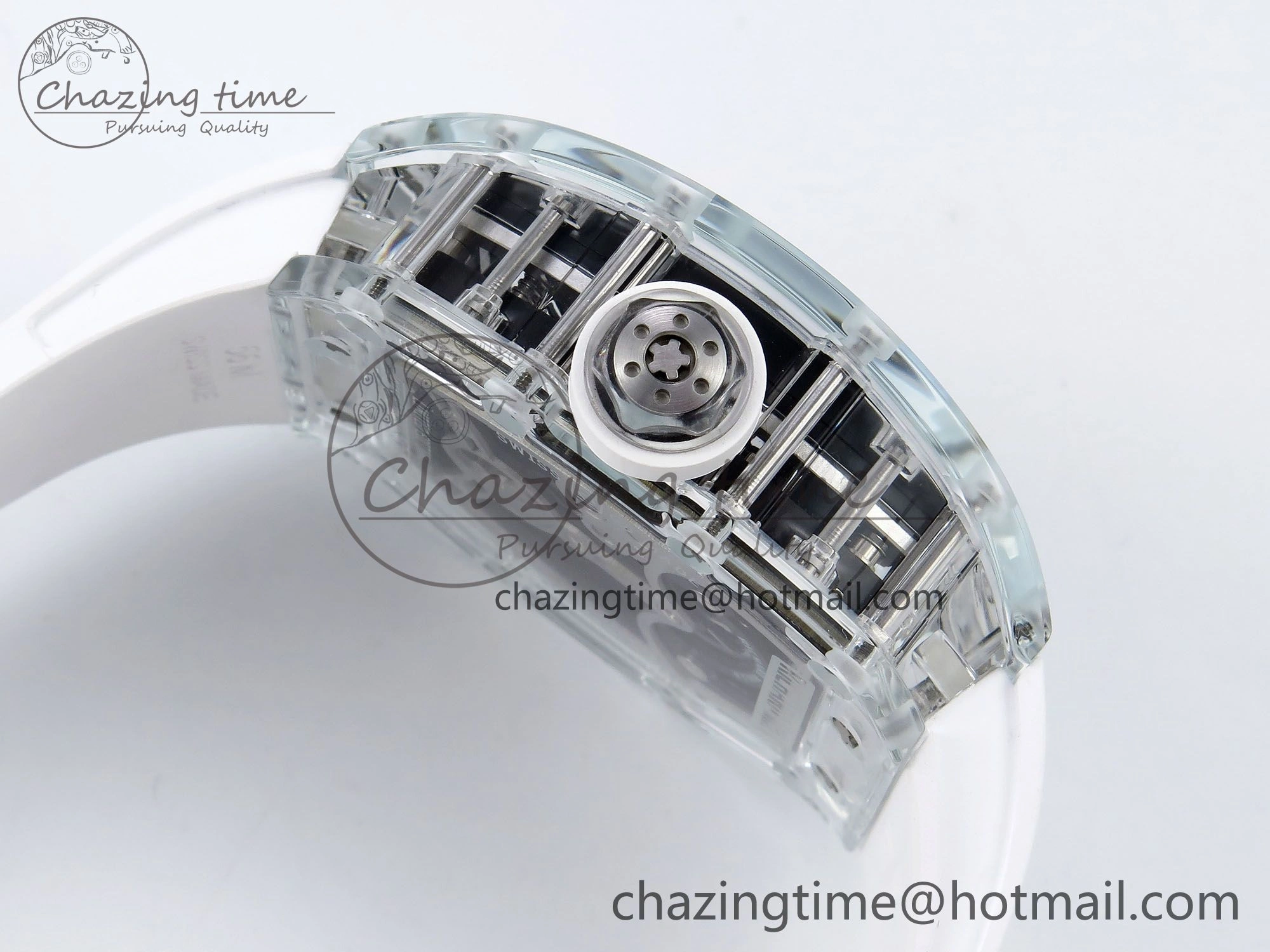Classic RM51 Transparent Tourbillon RMF Best Edition Tiger Dragon Dial on White Rubber Strap 9286