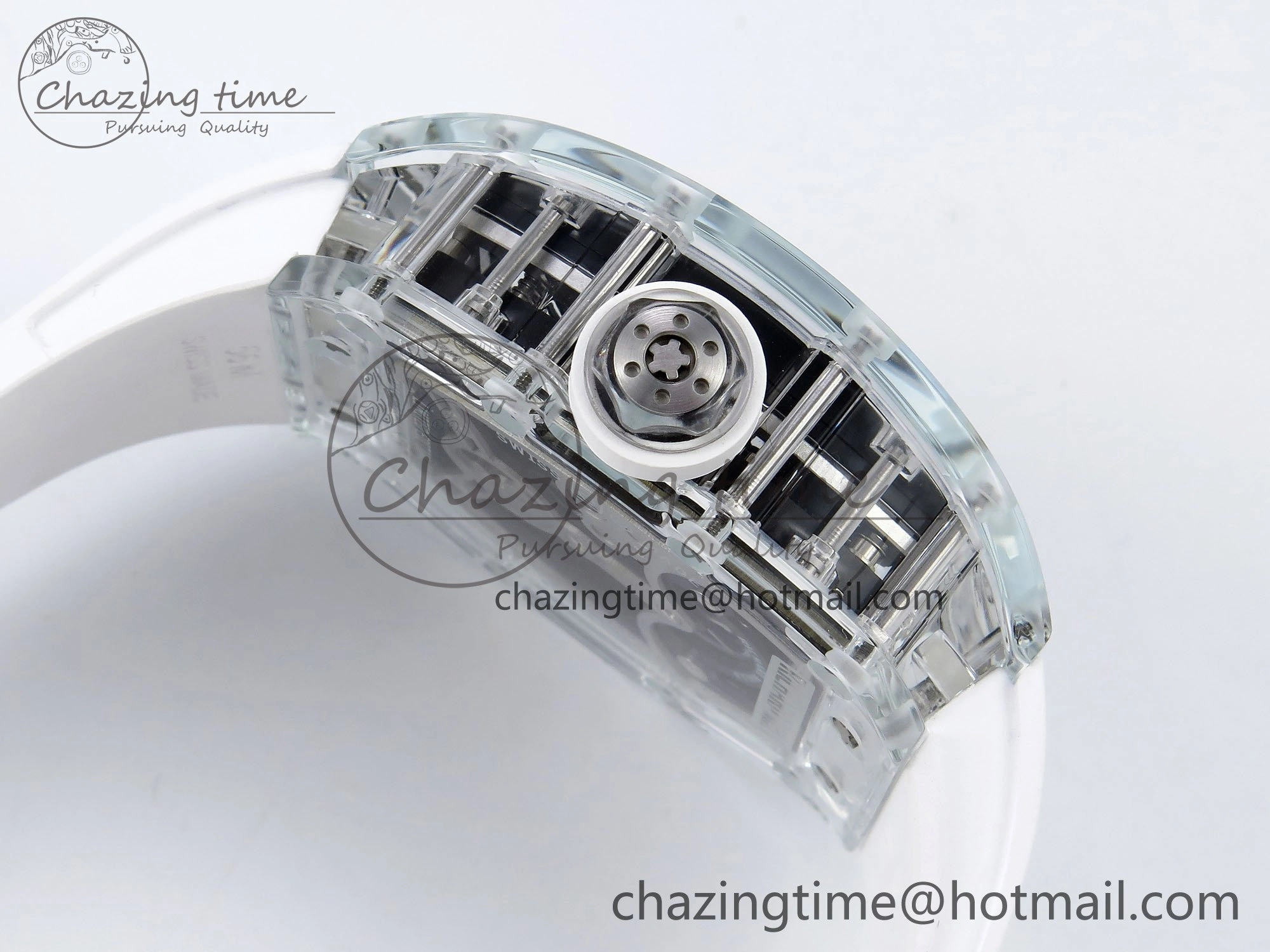 RM51 Transparent Tourbillon RMF Best Edition Tiger Dragon Dial on White Rubber Strap TravelReady 9302
