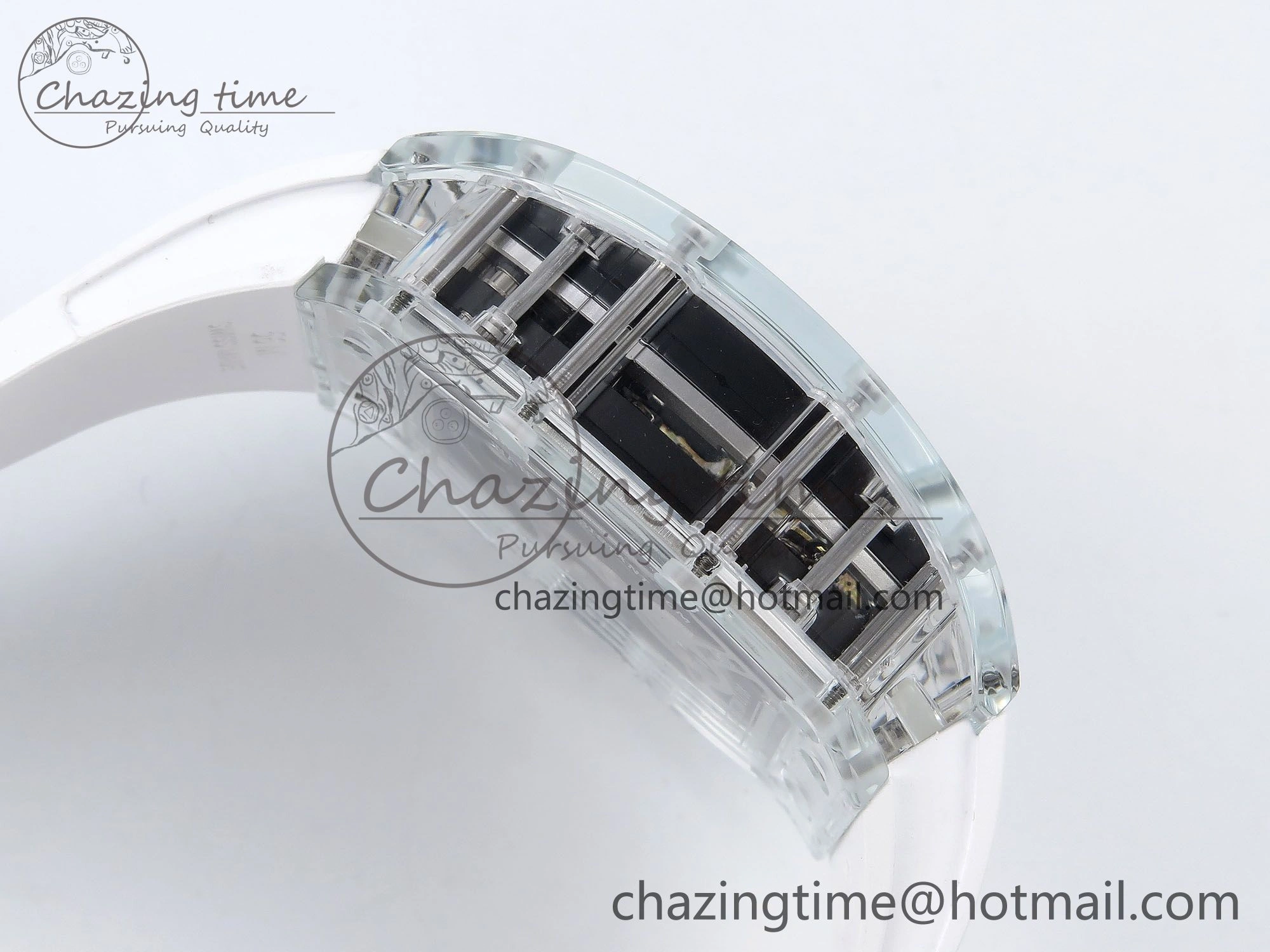 Classic RM51 Transparent Tourbillon RMF Best Edition Tiger Dragon Dial on White Rubber Strap 9286