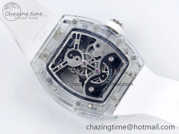 Classic RM51 Transparent Tourbillon RMF Best Edition Tiger Dragon Dial on White Rubber Strap 9286