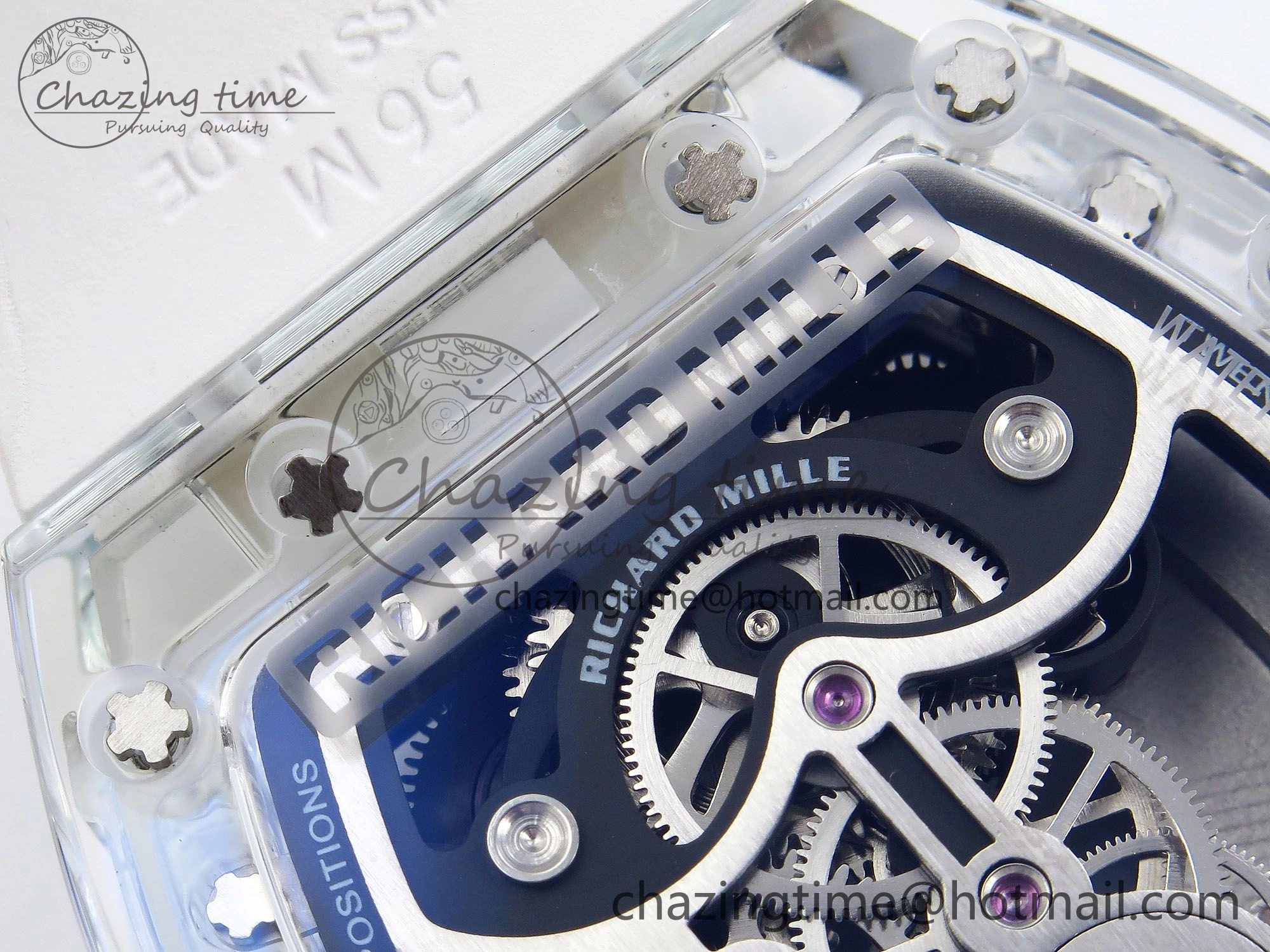 Classic RM51 Transparent Tourbillon RMF Best Edition Tiger Dragon Dial on White Rubber Strap 9286