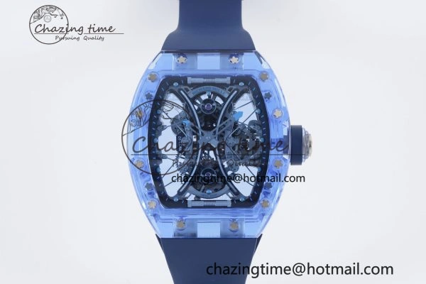 RM53-02 Blue Transparent Tourbillon RMF Best Edition Skeleton Dial on Blue Rubber Strap OnTrend 9343