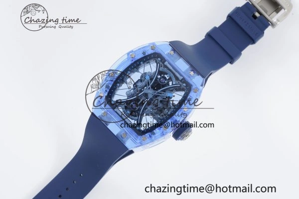 RM53-02 Blue Transparent Tourbillon RMF Best Edition Skeleton Dial on Blue Rubber Strap OnTrend 9343