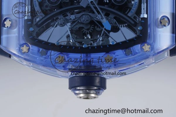 RM53-02 Blue Transparent Tourbillon RMF Best Edition Skeleton Dial on Blue Rubber Strap OnTrend 9343