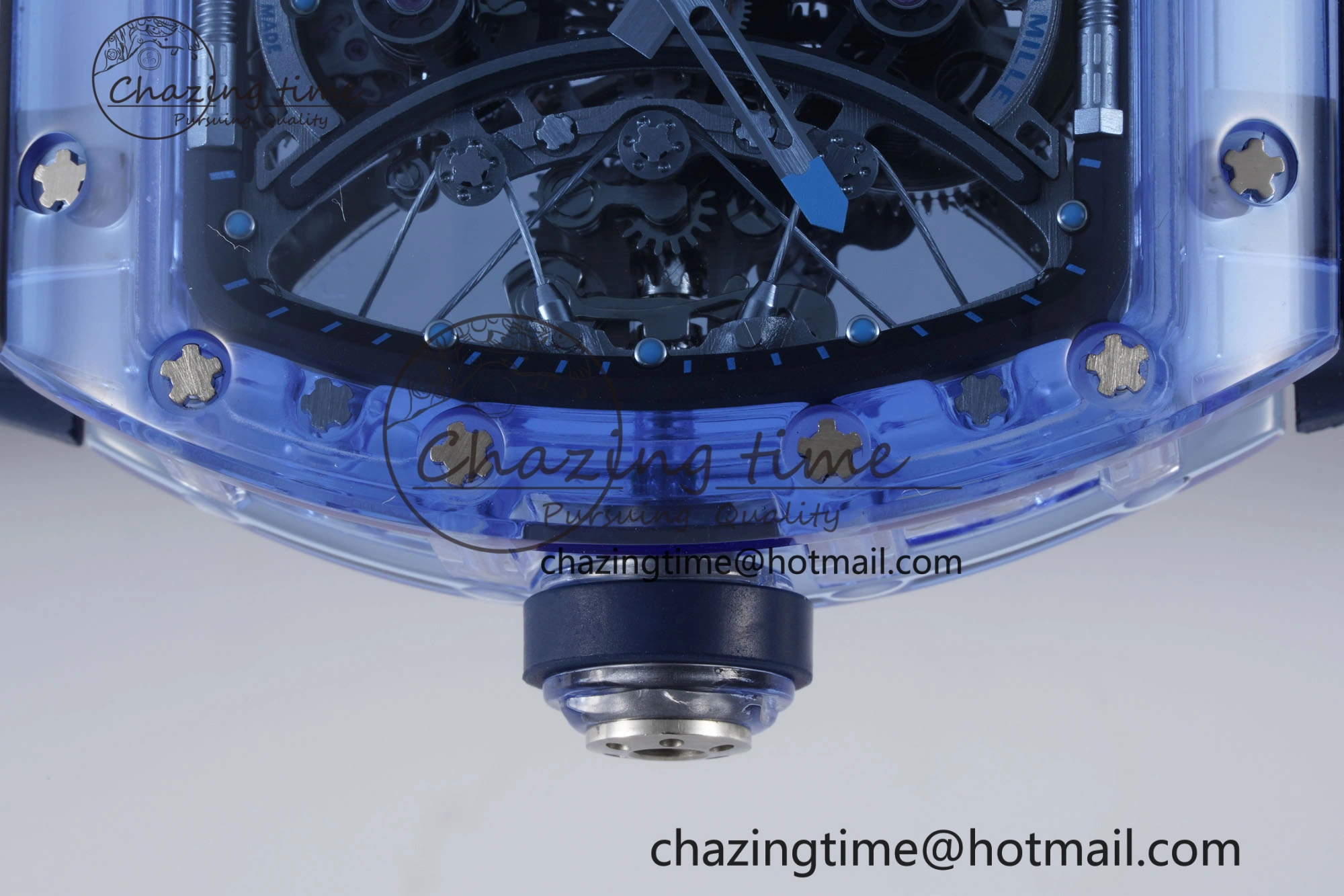 RM53-02 Blue Transparent Tourbillon RMF Best Edition Skeleton Dial on Blue Rubber Strap OnTrend 9343