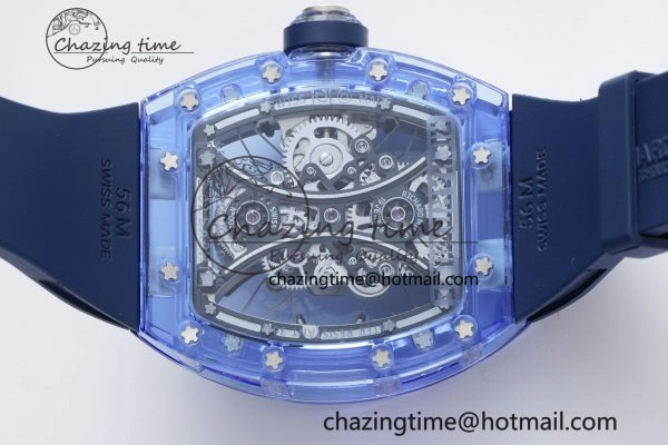 RM53-02 Blue Transparent Tourbillon RMF Best Edition Skeleton Dial on Blue Rubber Strap OnTrend 9343