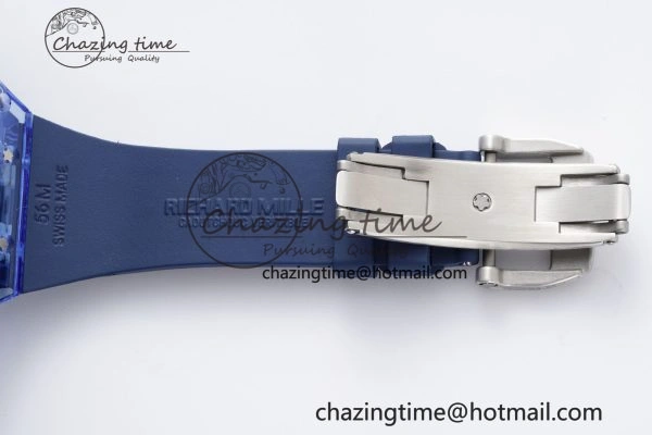 RM53-02 Blue Transparent Tourbillon RMF Best Edition Skeleton Dial on Blue Rubber Strap OnTrend 9343