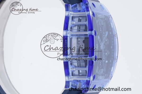 RM53-02 Blue Transparent Tourbillon RMF Best Edition Skeleton Dial on Blue Rubber Strap OnTrend 9343