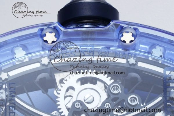 RM53-02 Blue Transparent Tourbillon RMF Best Edition Skeleton Dial on Blue Rubber Strap OnTrend 9343