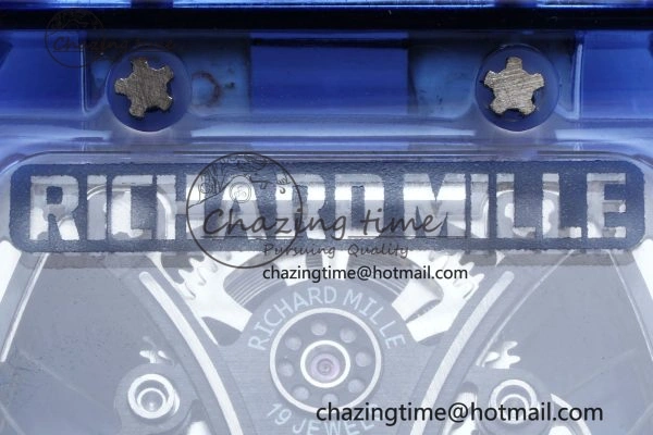 RM53-02 Blue Transparent Tourbillon RMF Best Edition Skeleton Dial on Blue Rubber Strap OnTrend 9343