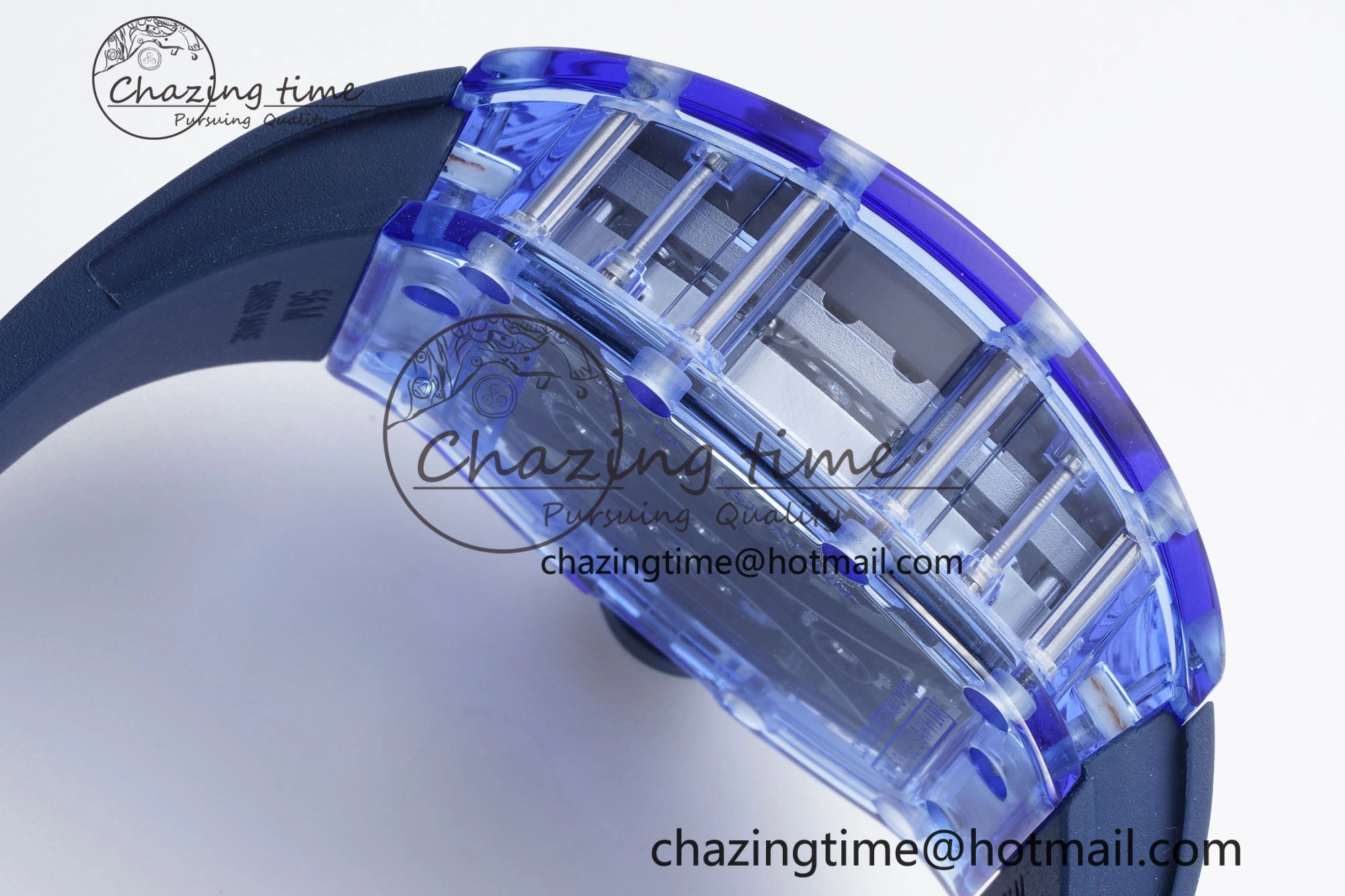 RM53-02 Blue Transparent Tourbillon RMF Best Edition Skeleton Dial on Blue Rubber Strap OnTrend 9343