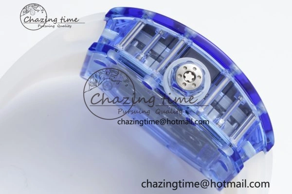 Affordable RM53-02 Blue Transparent Tourbillon RMF Best Edition Skeleton Dial on Transparent Rubber Strap 9342