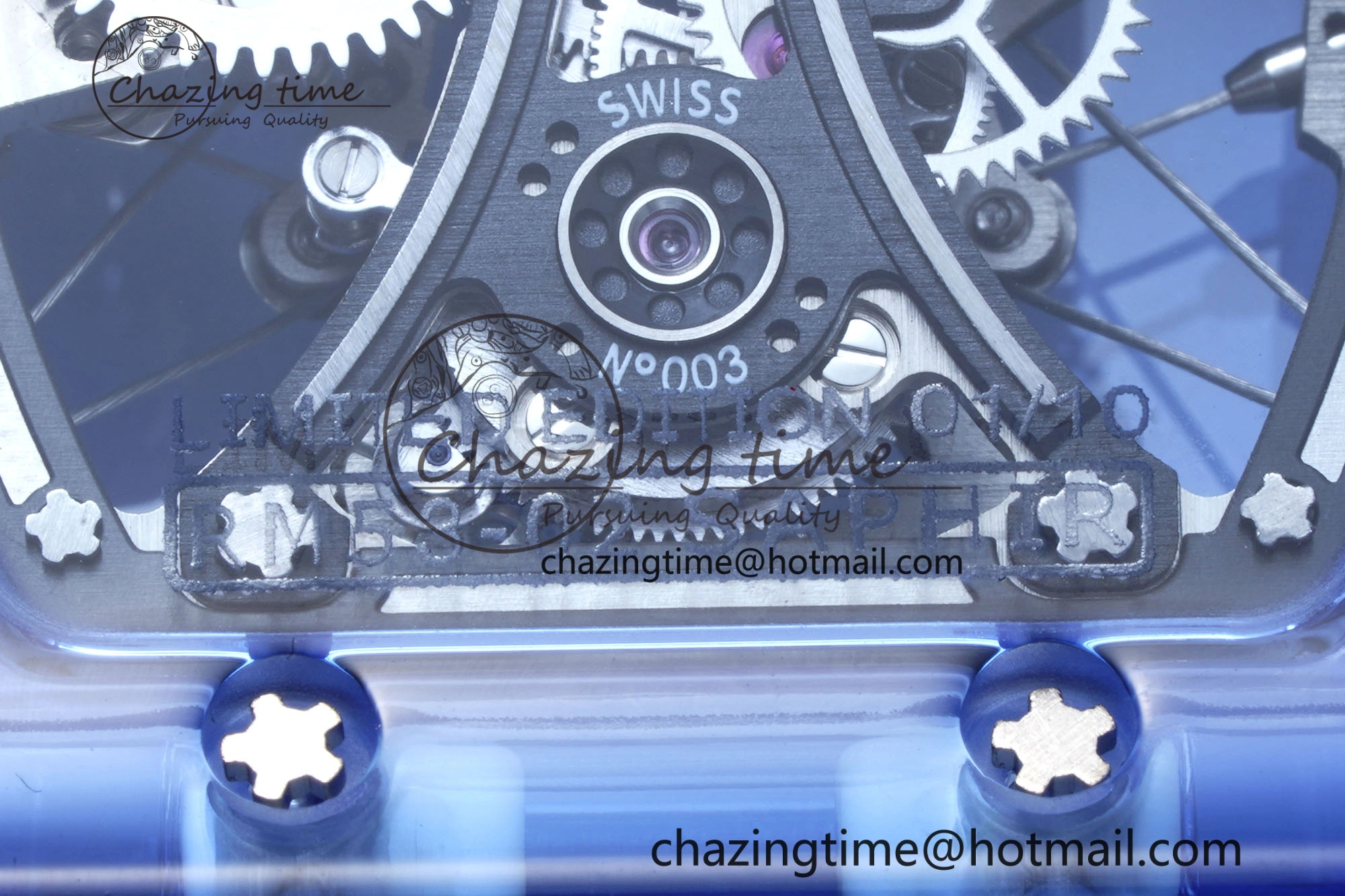 Affordable RM53-02 Blue Transparent Tourbillon RMF Best Edition Skeleton Dial on Transparent Rubber Strap 9342