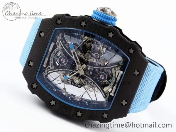 RM53-02 TOURBILLON CARBON RMF BEST EDITION SKELETON DIAL ON BLUE NYLON STRAP Comfortable 9312