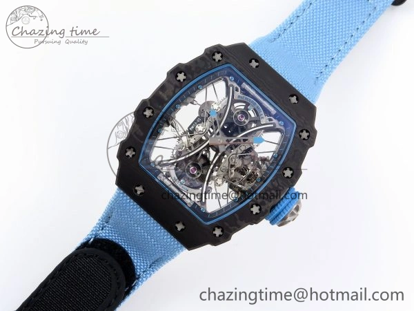 RM53-02 TOURBILLON CARBON RMF BEST EDITION SKELETON DIAL ON BLUE NYLON STRAP Comfortable 9312