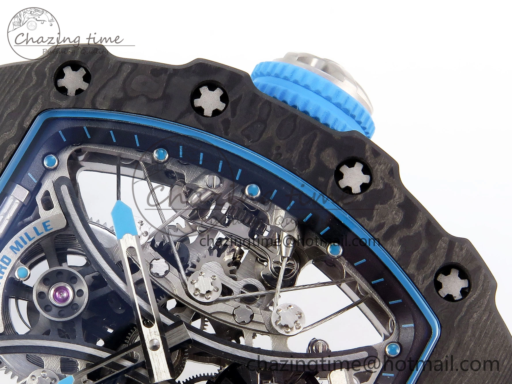 RM53-02 TOURBILLON CARBON RMF BEST EDITION SKELETON DIAL ON BLUE NYLON STRAP Comfortable 9312
