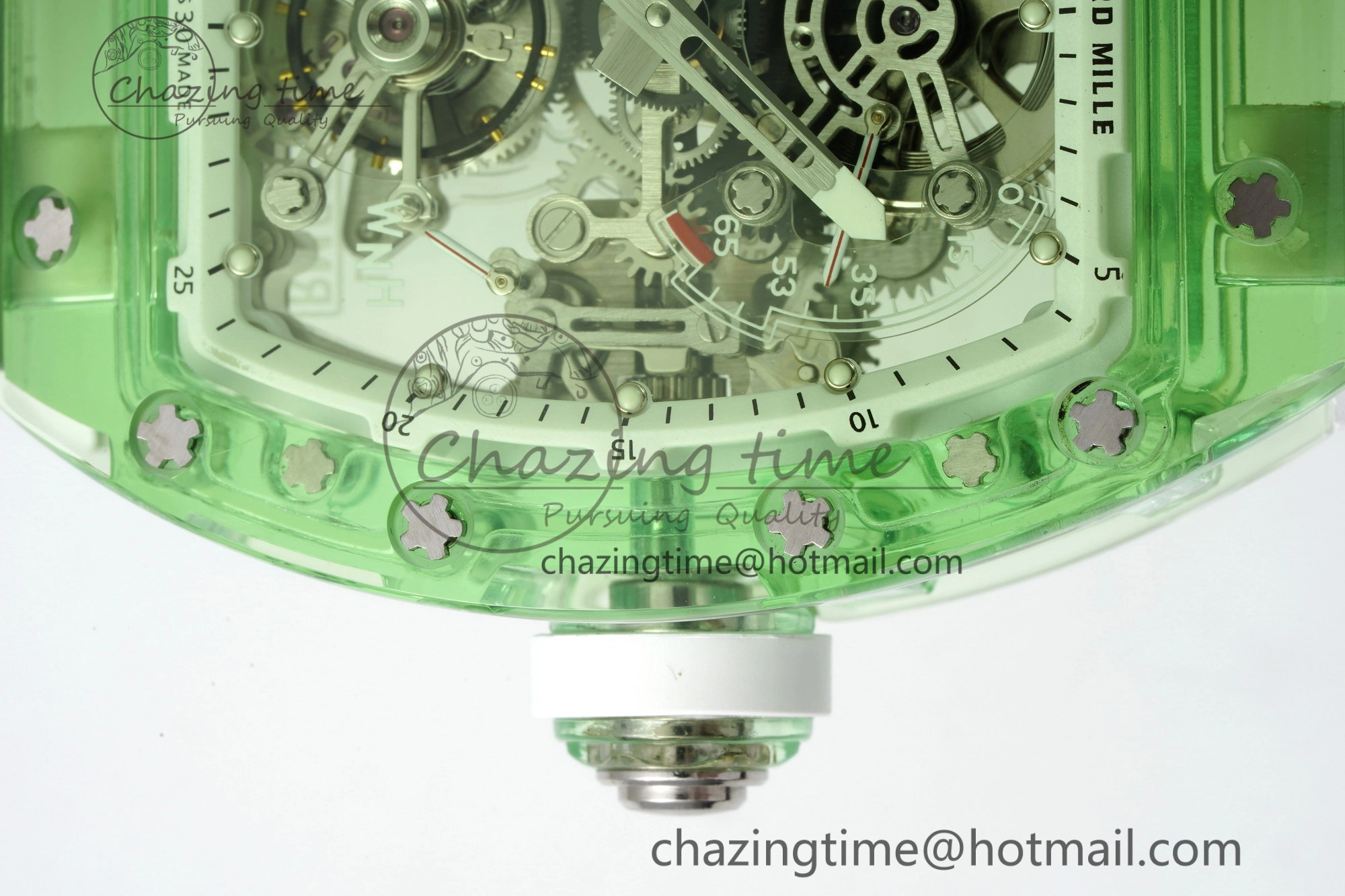 Durable RM56-01 Green Transparent Tourbillon RMF Best Edition Skeleton Dial on White Rubber Strap 9374