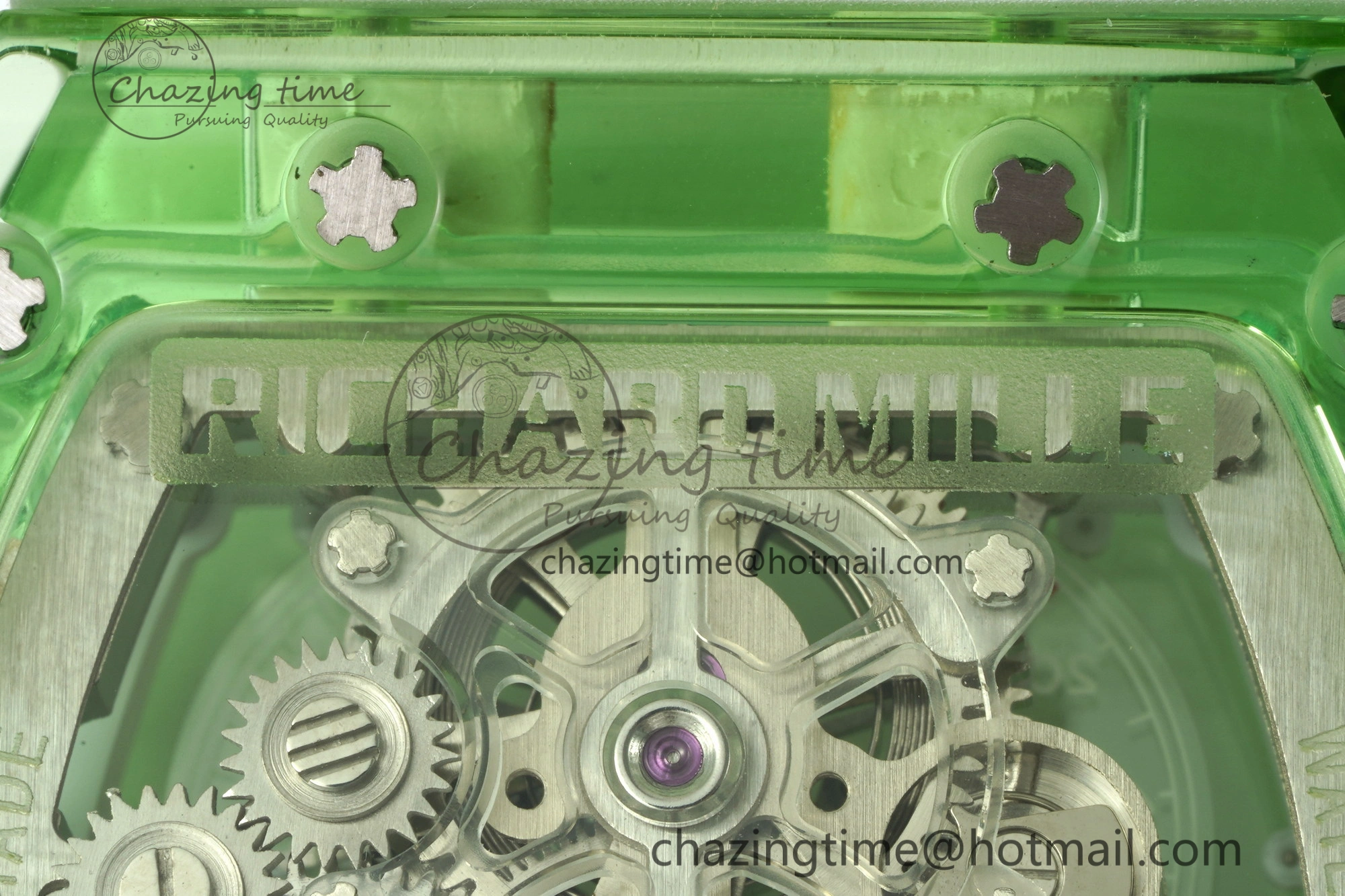 Durable RM56-01 Green Transparent Tourbillon RMF Best Edition Skeleton Dial on White Rubber Strap 9374