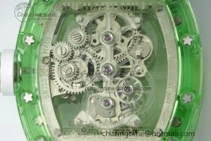Durable RM56-01 Green Transparent Tourbillon RMF Best Edition Skeleton Dial on White Rubber Strap 9374