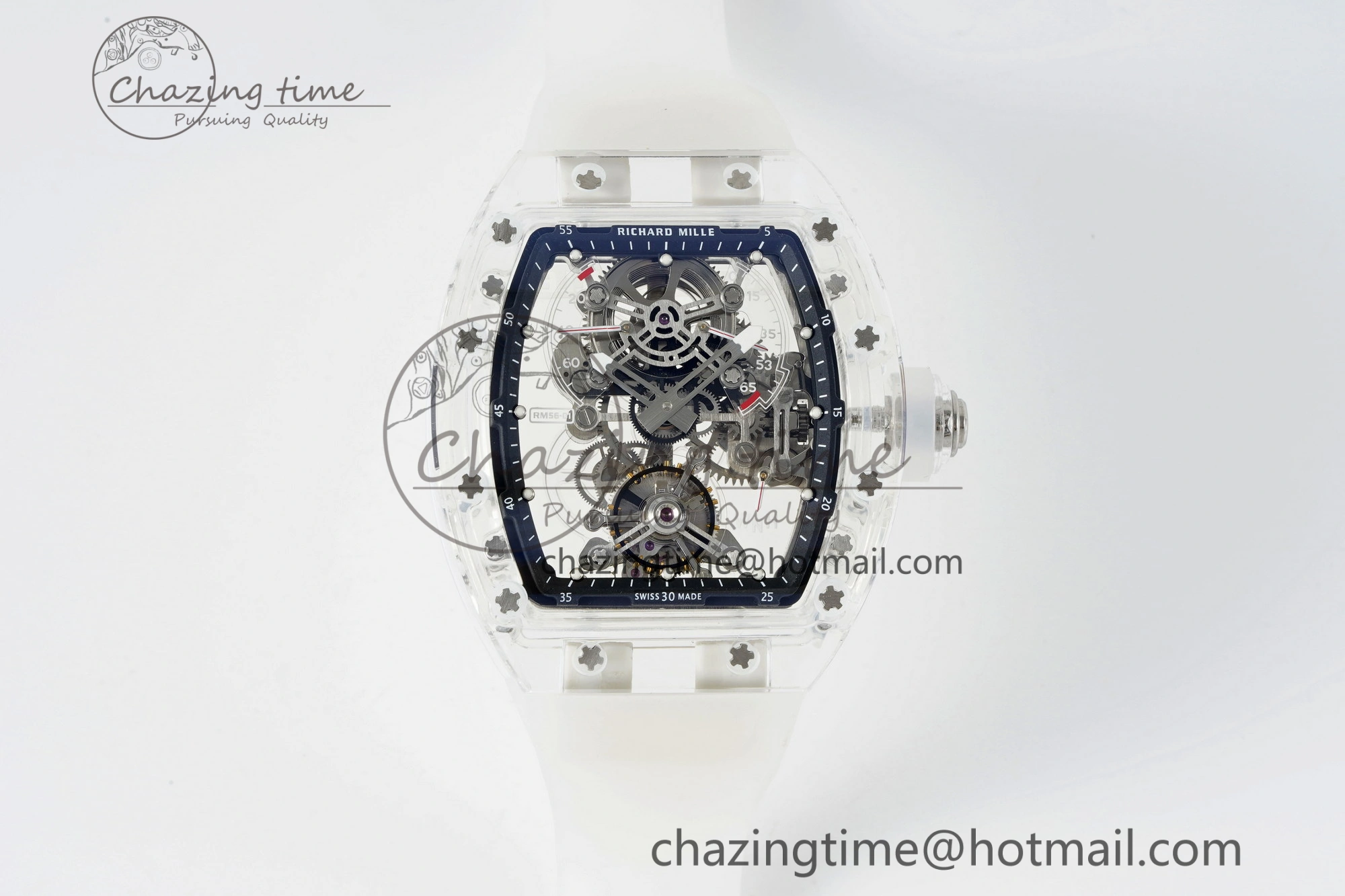 RM56-01 Transparent Tourbillon RMF Best Edition Skeleton Dial Black Inner Bezel on Transparent Rubber Strap Seasonal 9376