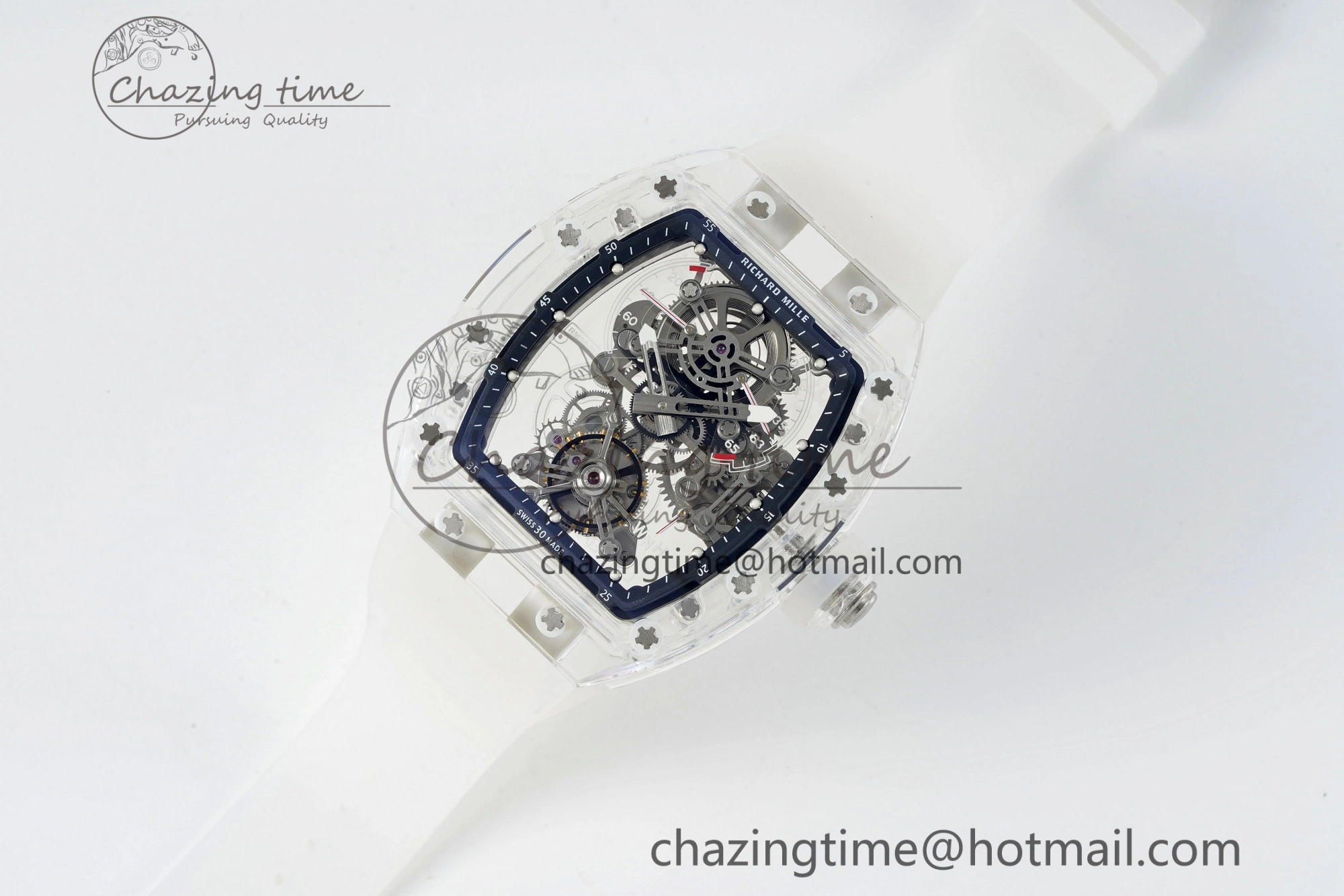 RM56-01 Transparent Tourbillon RMF Best Edition Skeleton Dial Black Inner Bezel on Transparent Rubber Strap Seasonal 9376