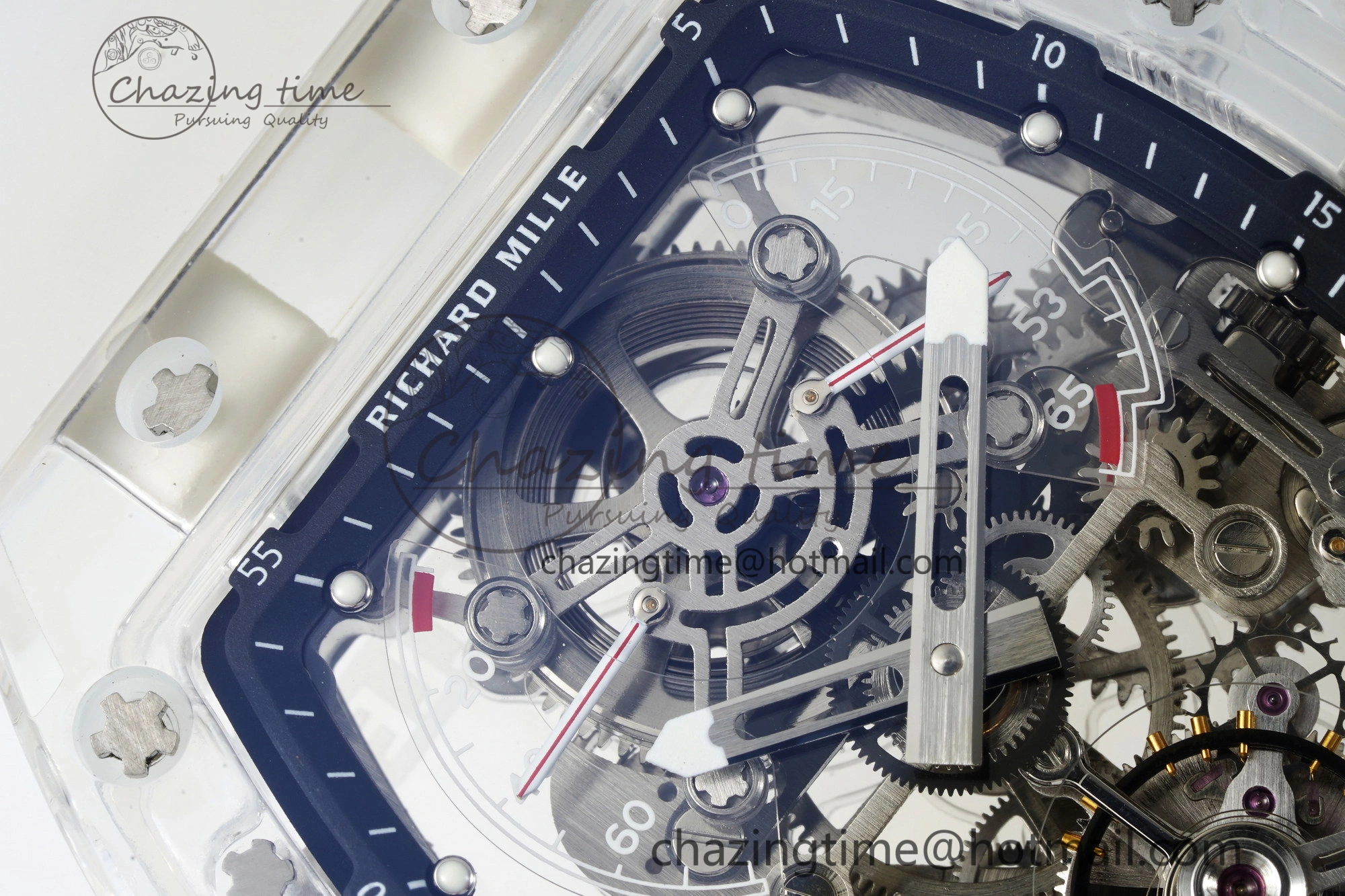 RM56-01 Transparent Tourbillon RMF Best Edition Skeleton Dial Black Inner Bezel on Transparent Rubber Strap Seasonal 9376