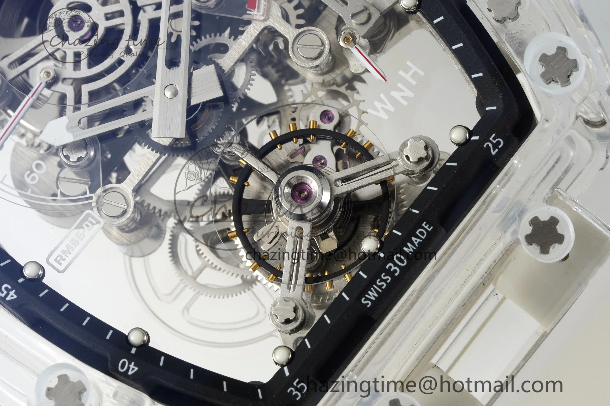 RM56-01 Transparent Tourbillon RMF Best Edition Skeleton Dial Black Inner Bezel on Transparent Rubber Strap Seasonal 9376