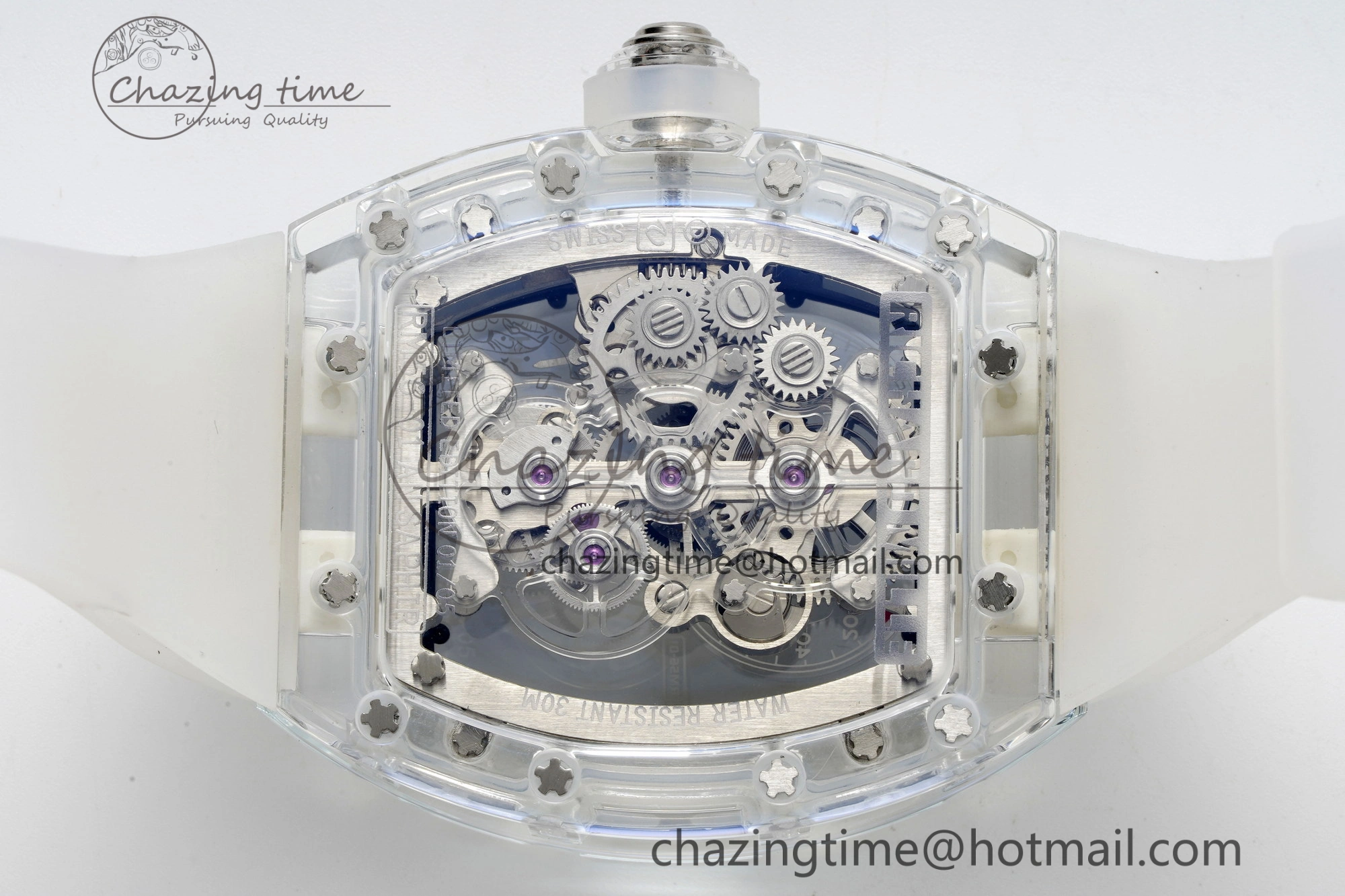 RM56-01 Transparent Tourbillon RMF Best Edition Skeleton Dial Black Inner Bezel on Transparent Rubber Strap Seasonal 9376